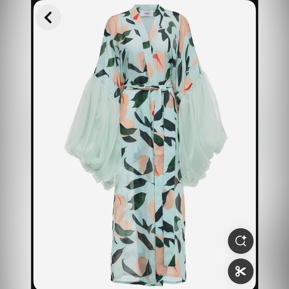 NWT Fe Noel Fenoel Nutmeg Caribbean Mint Long Cinched Lounge Robe Sz S or M - Picture 1 of 5